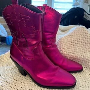 Torrid Pink Metallic Cowboy Boots 9.5W